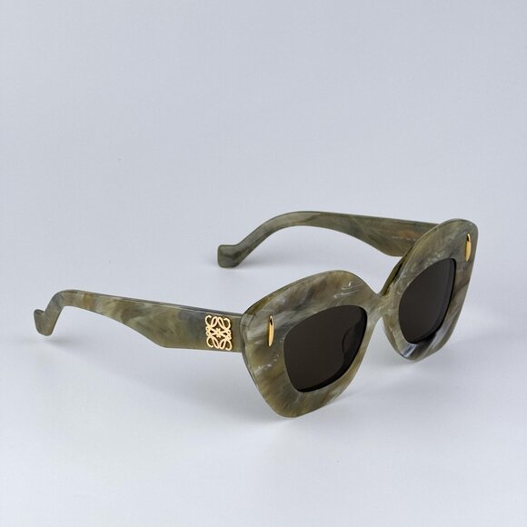 Loewe ANAGRAM LW40127I 60E Women NEW AUTHENTIC Sunglasses Green Brown Cat Eye - Picture 4 of 9